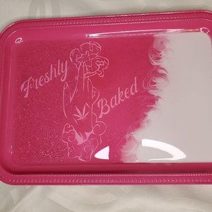 Freshly Baked Cannabis 420 Sparkly Pink Glitter Beauty Rolling Tray